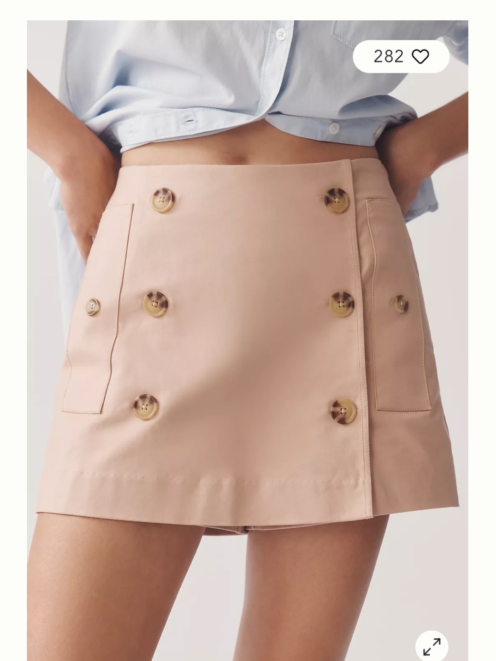 Maeve Anthropologie button front skort 6 tan khaki